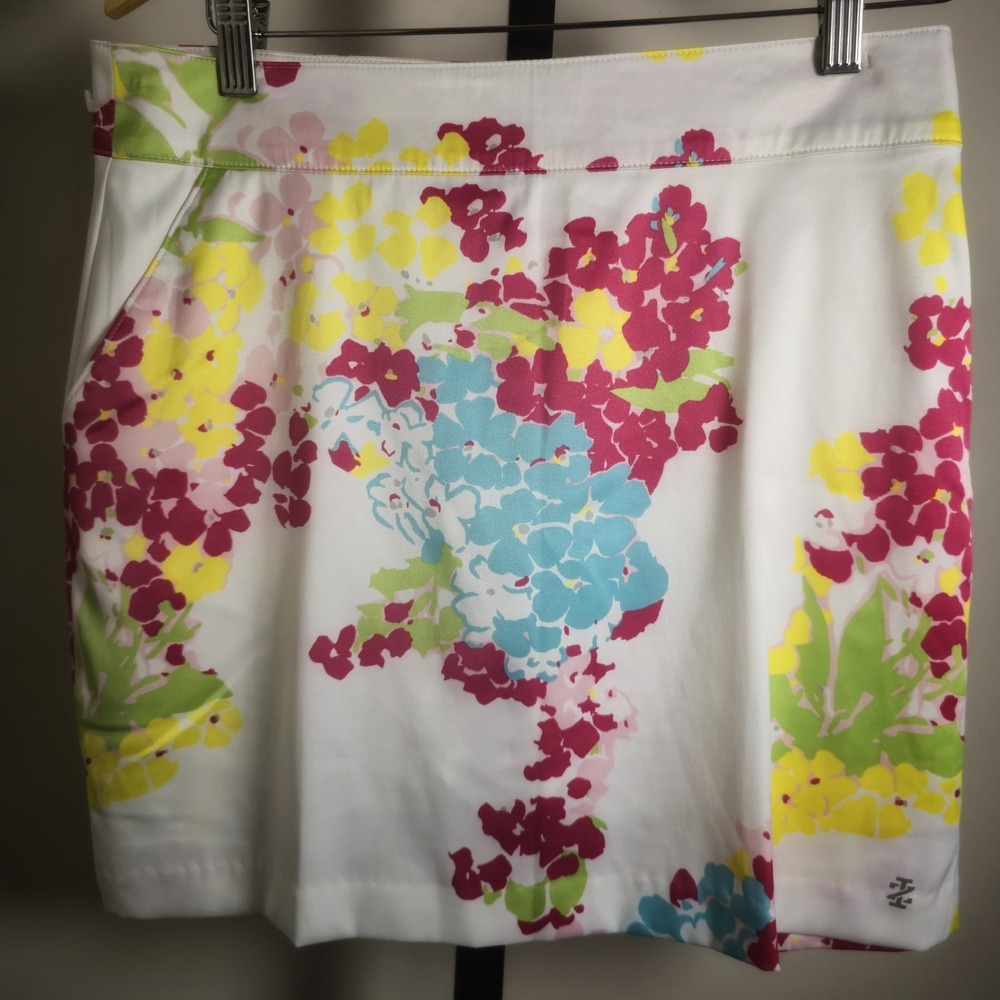 Izod Golf or Summer‎ Casual Women's 4 Satin White Floral Skort Active Sporty Fun